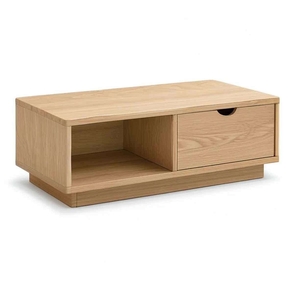 Konferenční stolek z MDF s dubovou dýhou, přírodní dub, 100 × 50 × 40 cm, 1 zásuvka