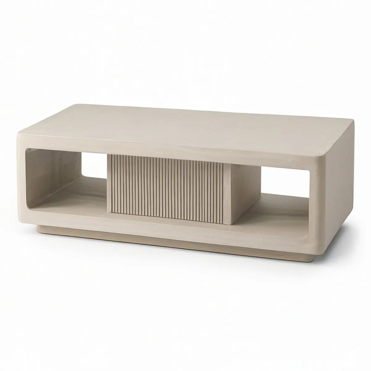 Béžový konferenční stolek z lakované MDF s úložným prostorem 100 × 50 × 40 cm