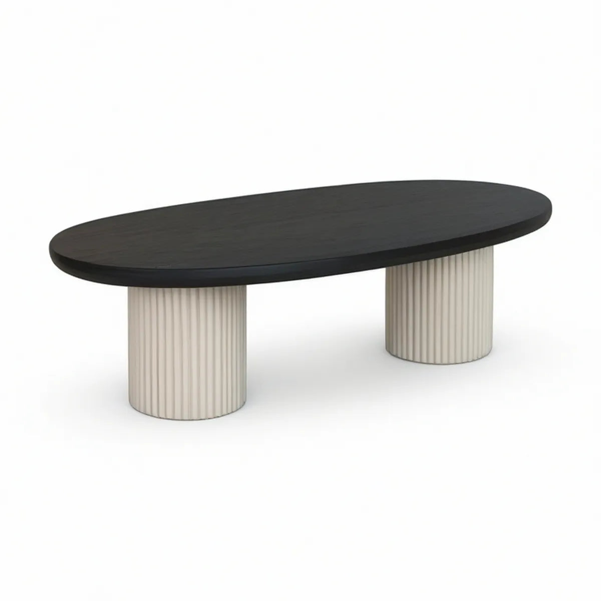 Oválný konferenční stolek 120 × 60 × 45 cm z MDF, černý a krémový