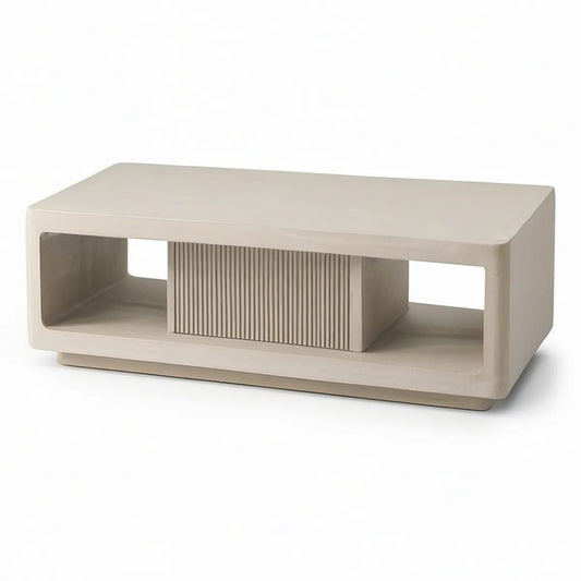 Béžový konferenční stolek z lakované MDF s úložným prostorem 100 × 50 × 40 cm